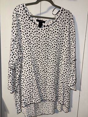 Ali Miles Black & White Polka Dot Scoop Neck Tunic